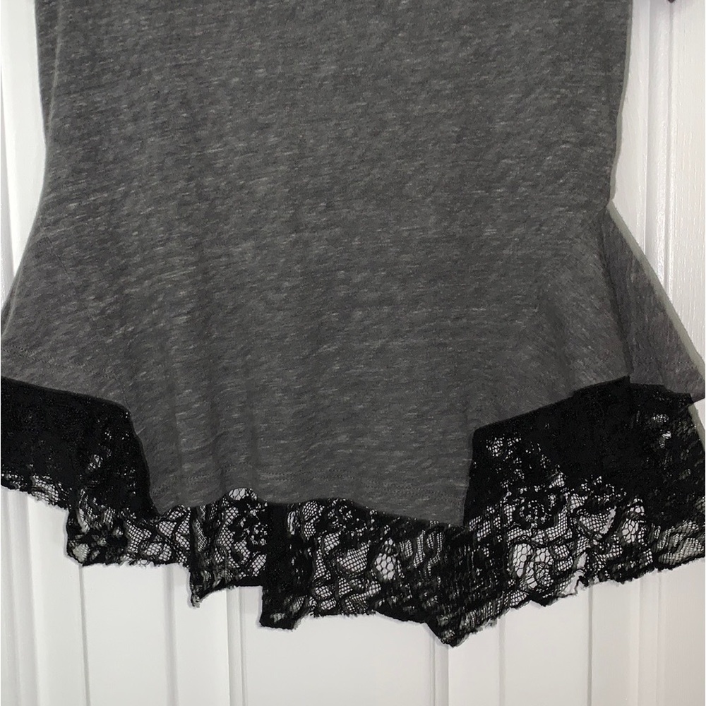 Free People gray and black lace shirt sz Small - Picture 3 of 9